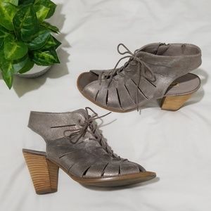 Paul Green Lace Up Metallic Leather Booties
